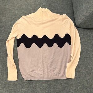 Marimekko Cream and Black Wave Turtleneck Sweater